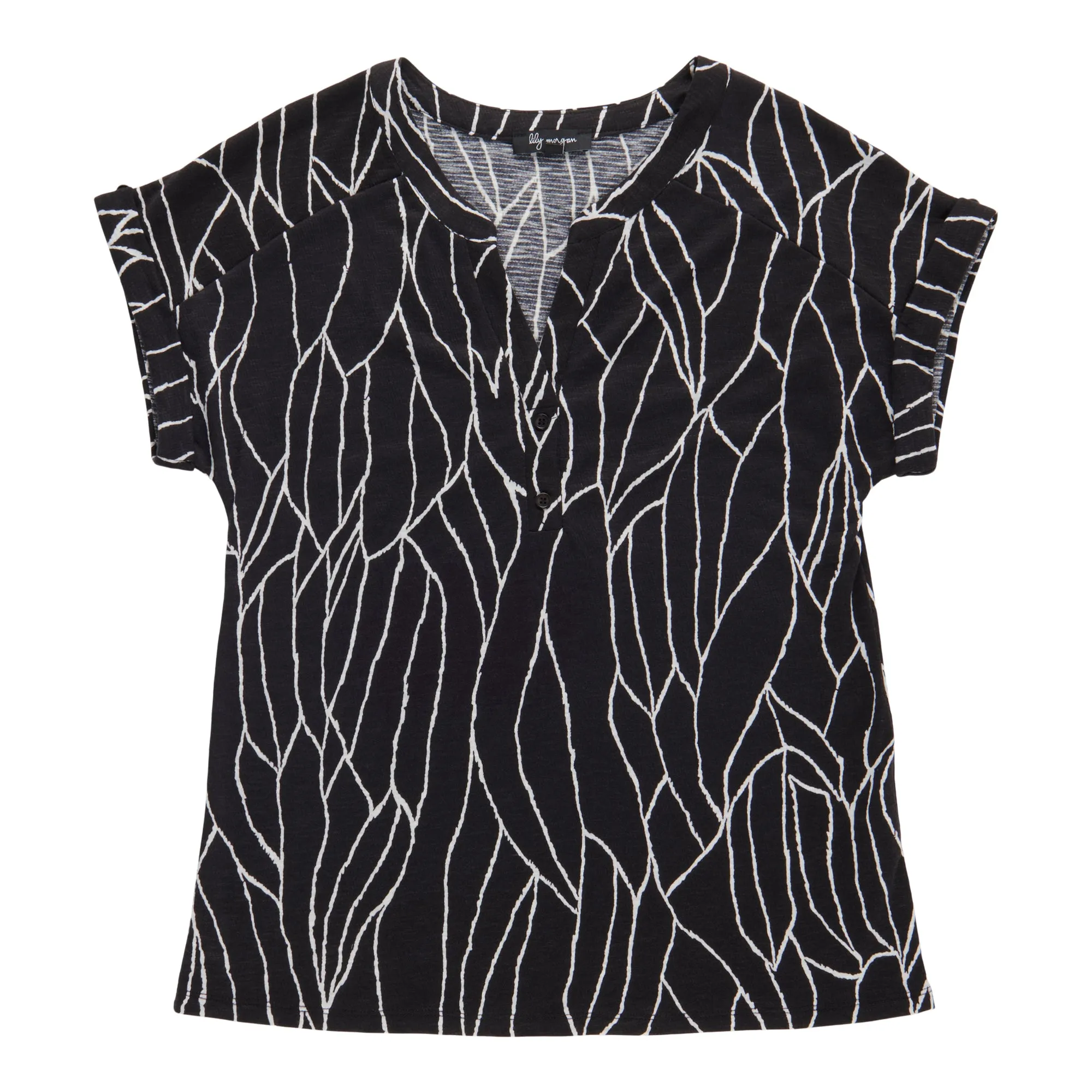 lily morgan Women's Printed Nehru Collar Top sold by Giant Tiger