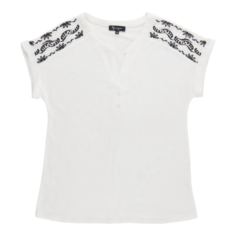 lily morgan Women's Top with Embroidery Detail made by Giant Tiger