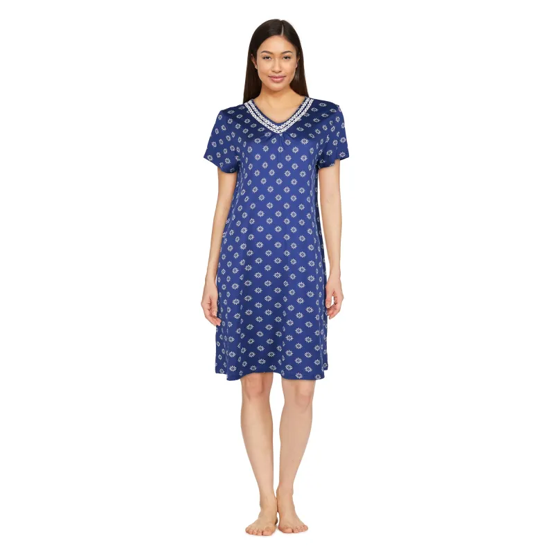 Carisma Women's V-Neck Short Sleeve Sleepshirt made by Giant Tiger