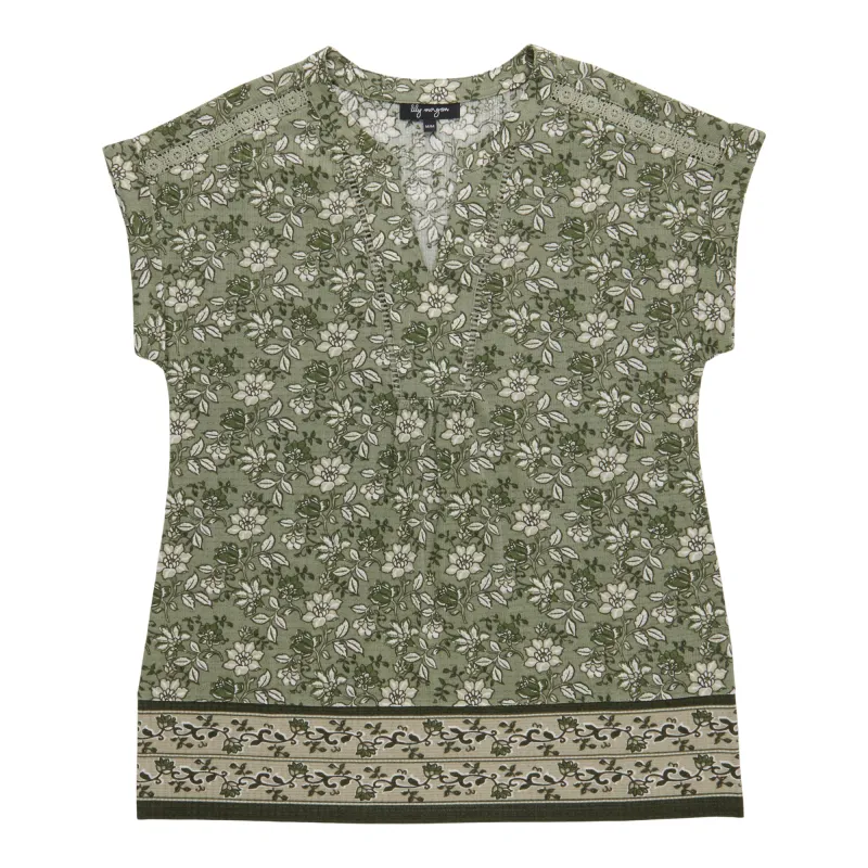 lily morgan Women's Printed Top with Lace Details made by Giant Tiger