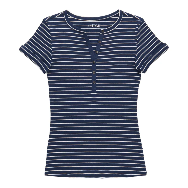 mySTYLE Women's Rolled Sleeve Henley sold by Giant Tiger