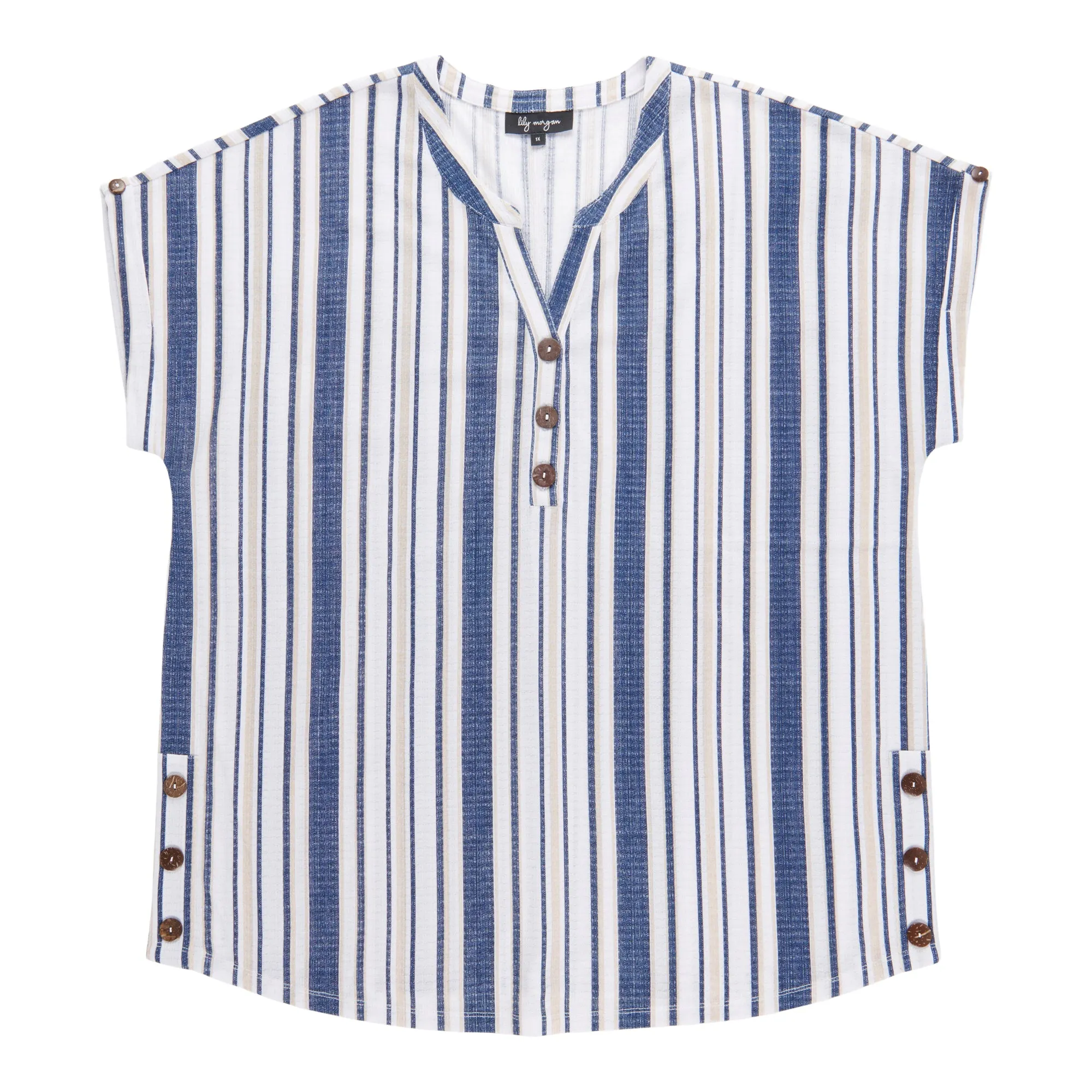 lily morgan Women's Plus Printed Top with Coconut Buttons sold by Giant Tiger product image thumbnail 3