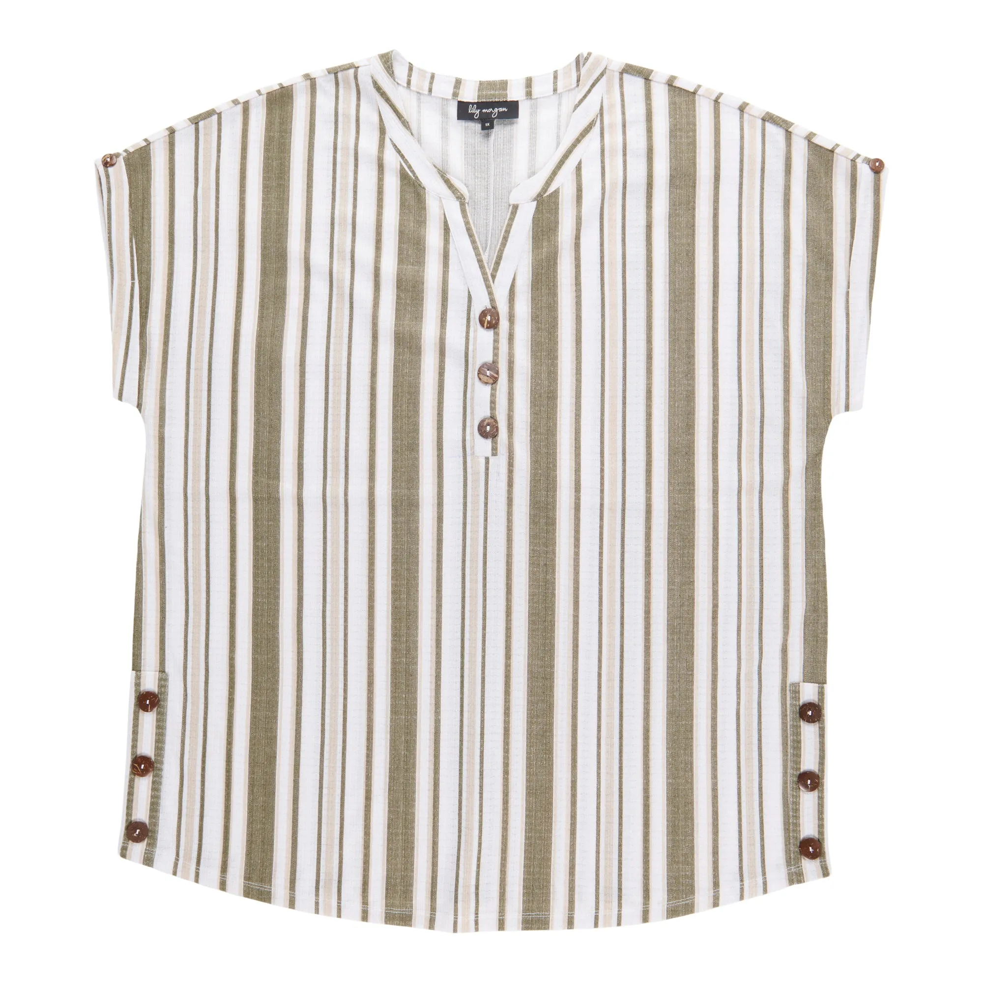 lily morgan Women's Plus Printed Top with Coconut Buttons sold by Giant Tiger product image thumbnail 4