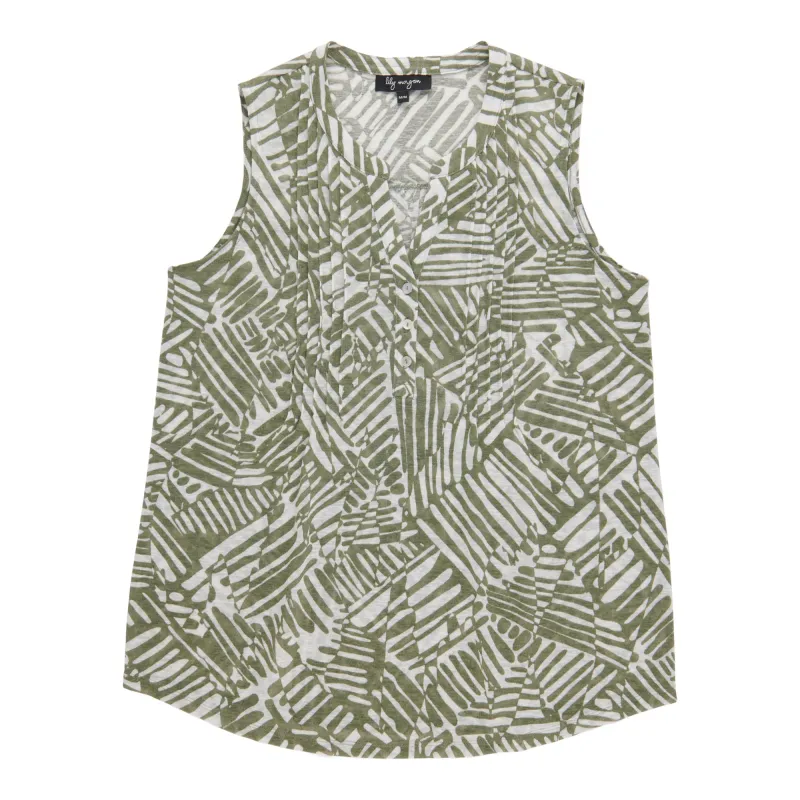 lily morgan Women's Printed Pintuck Camisole made by Giant Tiger