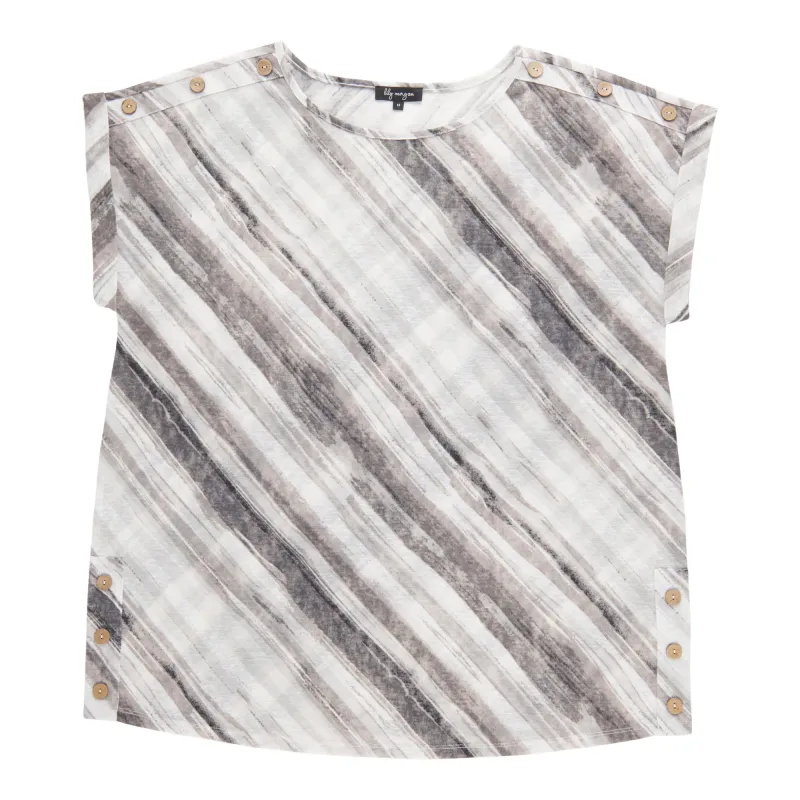 lily morgan Women's Plus Shoulder Button Top sold by Giant Tiger