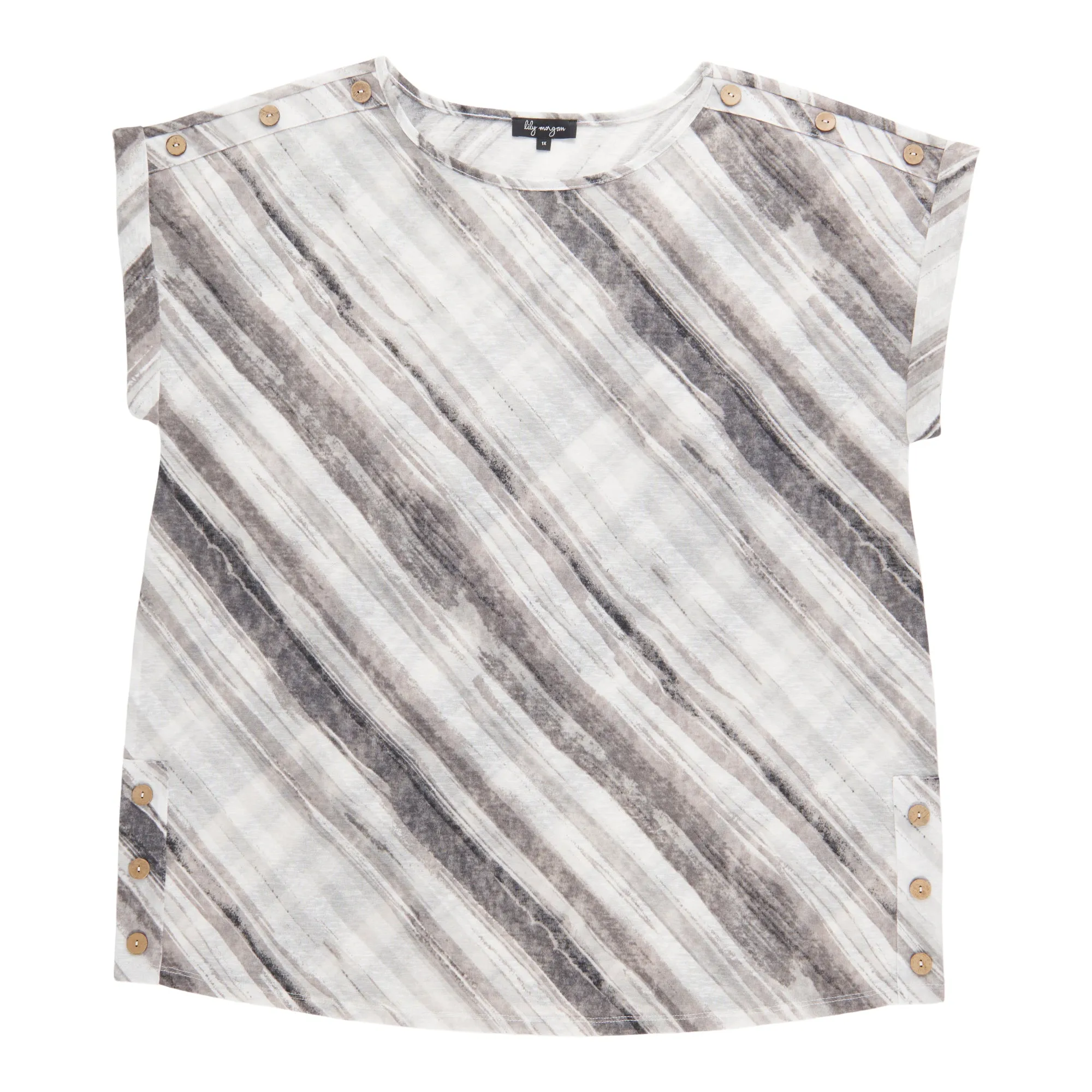 lily morgan Women's Plus Shoulder Button Top sold by Giant Tiger