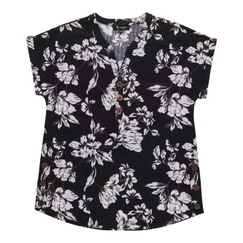 lily morgan Women's Printed Top with Coconut Buttons made by Giant Tiger
