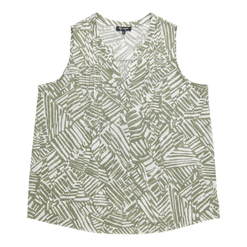 lily morgan Women's Plus Printed Pintuck Camisole made by Giant Tiger