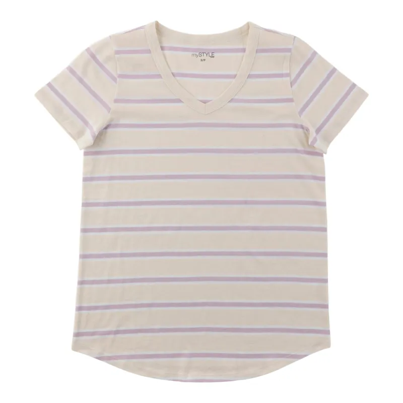 mySTYLE Women's V-Neck Striped T-Shirt made by Giant Tiger