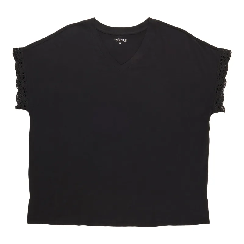 mySTYLE Women's Plus Crochet Sleeve Shirt made by Giant Tiger