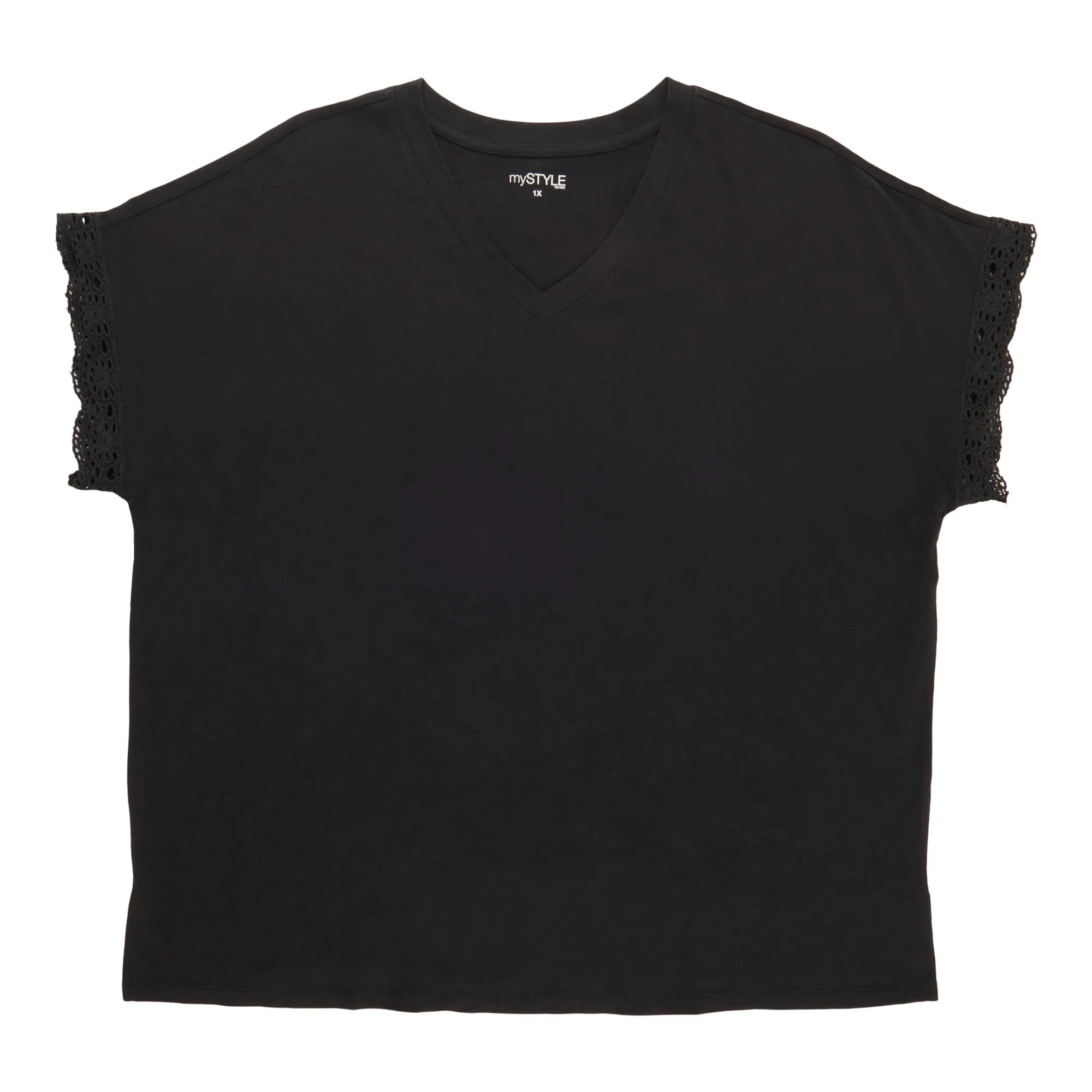 mySTYLE Women's Plus Crochet Sleeve Shirt sold by Giant Tiger