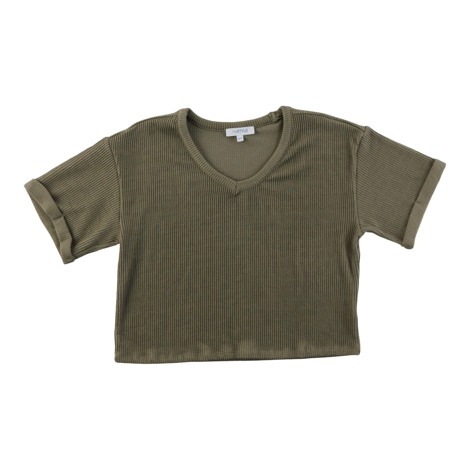 mySTYLE Women's Ribbed Rolled Sleeve Tee sold by Giant Tiger product image thumbnail 2