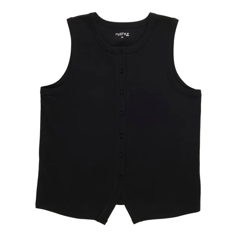 mySTYLE Women's Plus Button Front Tank Top made by Giant Tiger