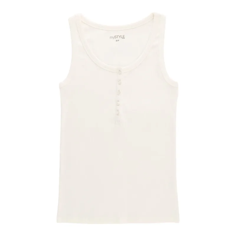 mySTYLE Women's Ribbed Henley Tank Top made by Giant Tiger