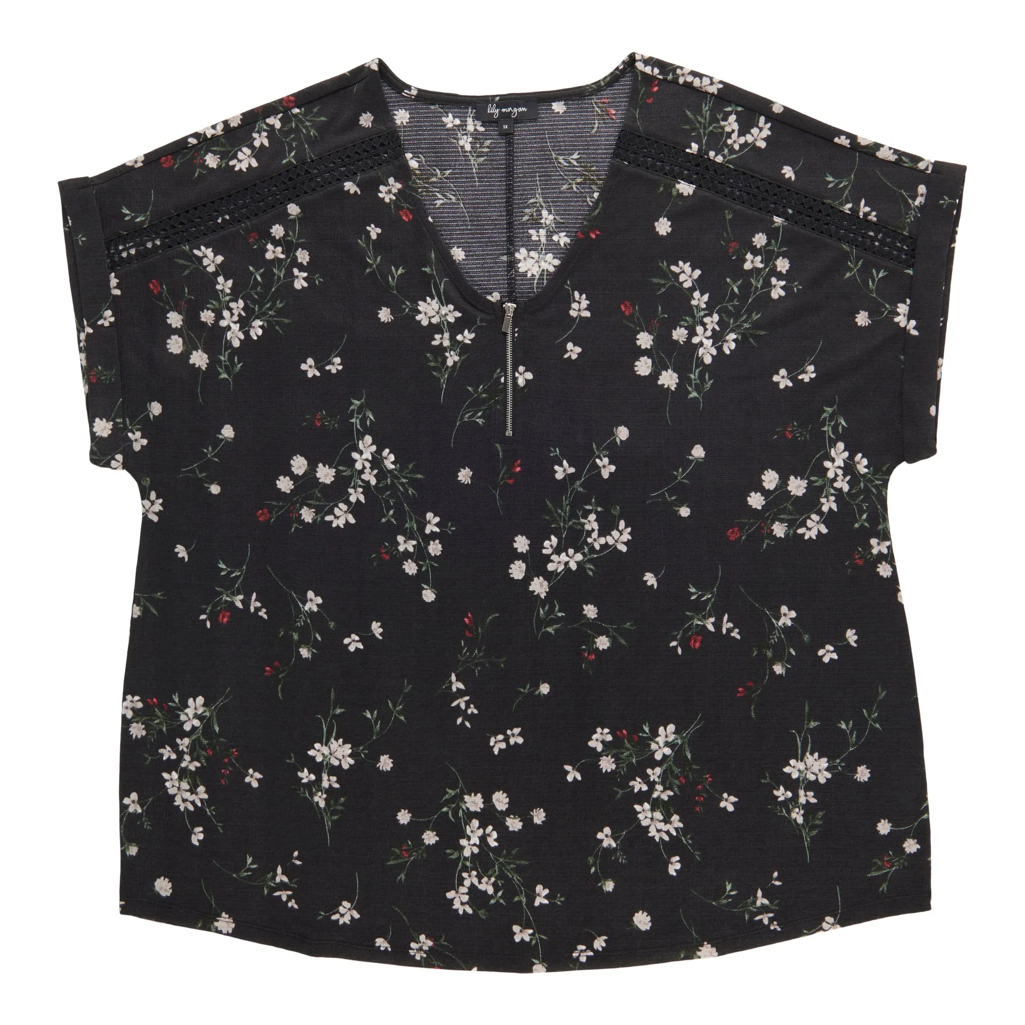 lily morgan Women's Plus Printed Top with Lace Trim sold by Giant Tiger product image thumbnail 4