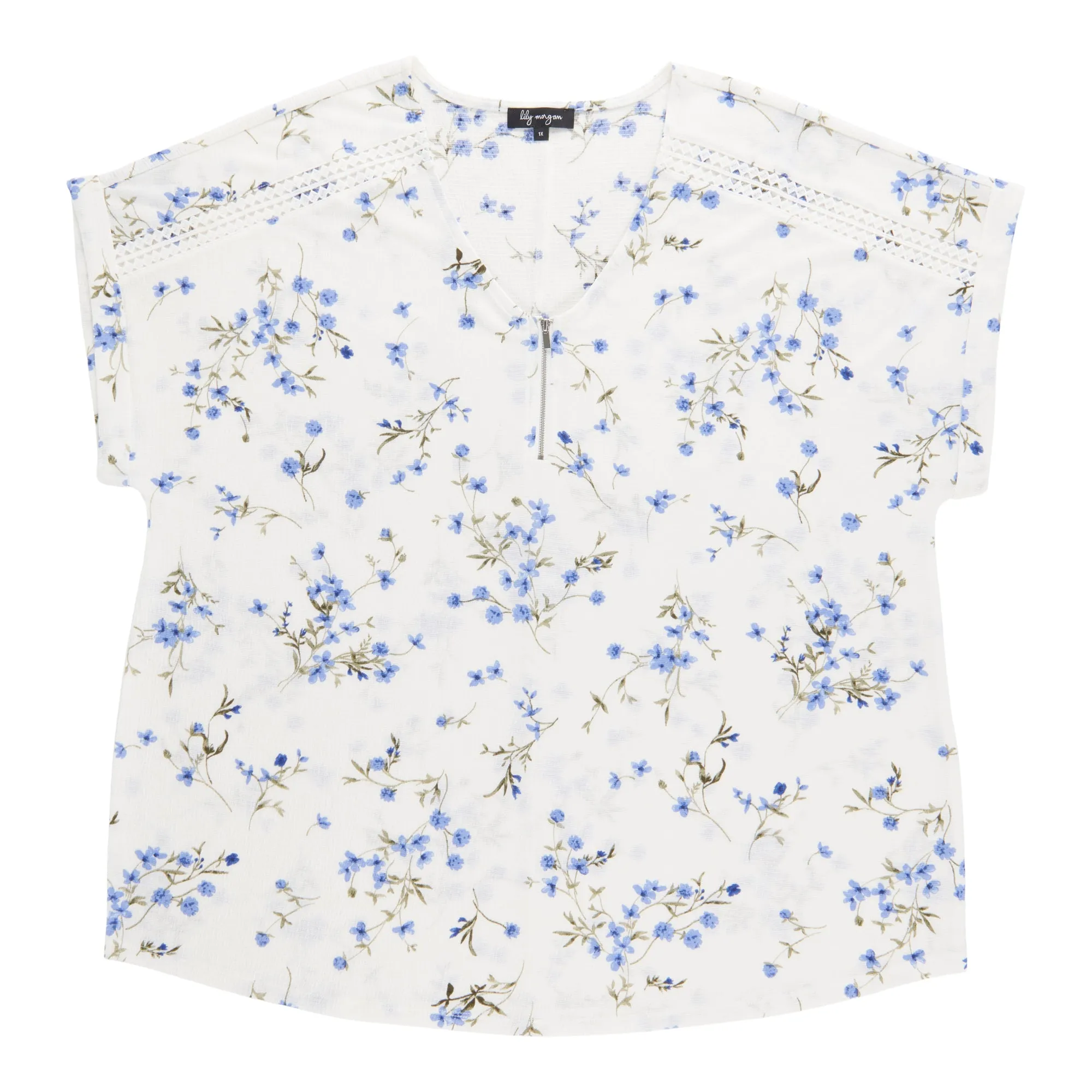 lily morgan Women's Plus Printed Top with Lace Trim sold by Giant Tiger product image thumbnail 3