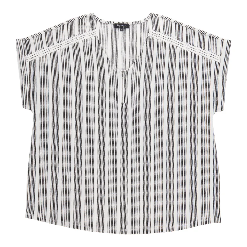 lily morgan Women's Plus Printed Top with Lace Trim made by Giant Tiger