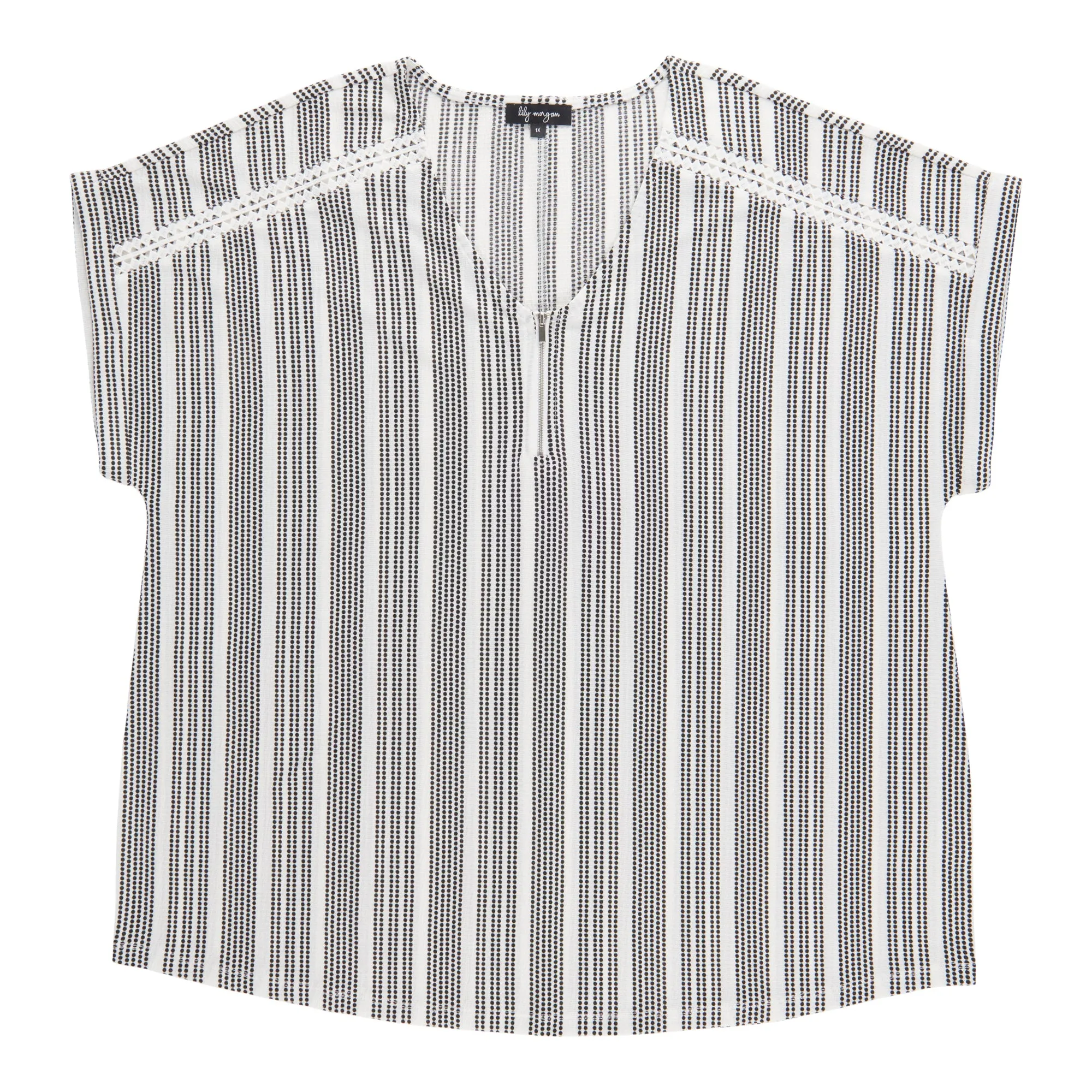 lily morgan Women's Plus Printed Top with Lace Trim sold by Giant Tiger