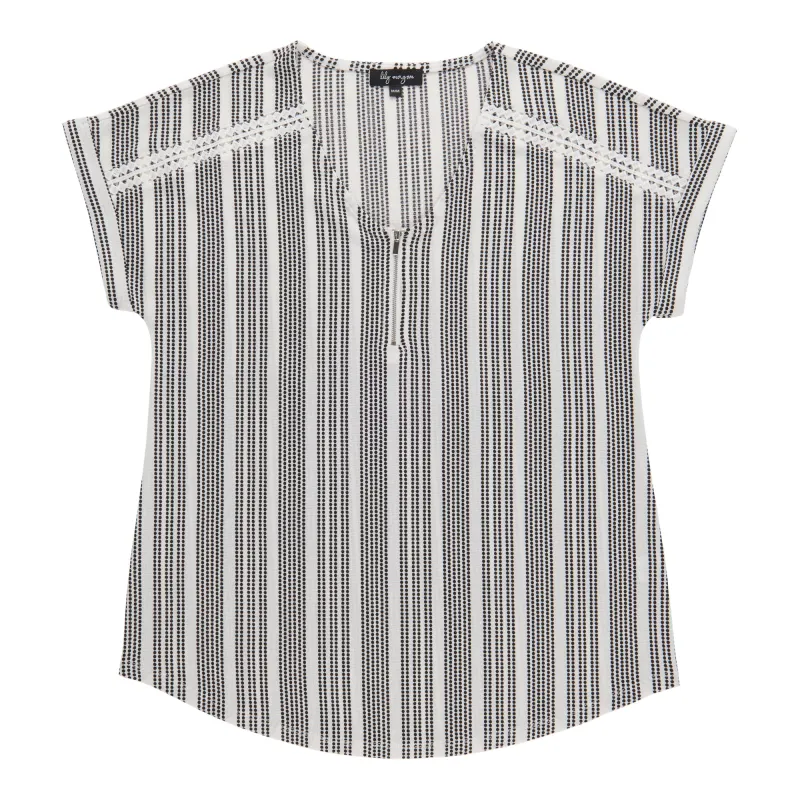 lily morgan Women's Printed Top with Lace Trim made by Giant Tiger
