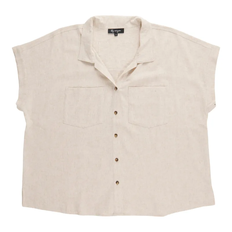 lily morgan Women's Plus Linen Blend Blouse made by Giant Tiger