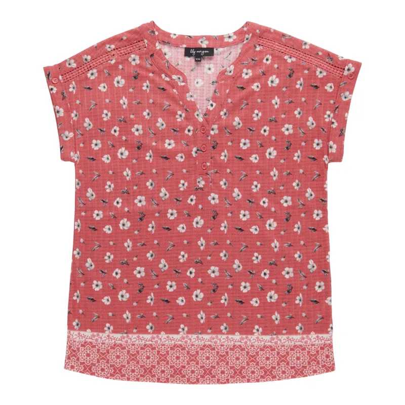 lily morgan Women's Lace Shoulder Top made by Giant Tiger