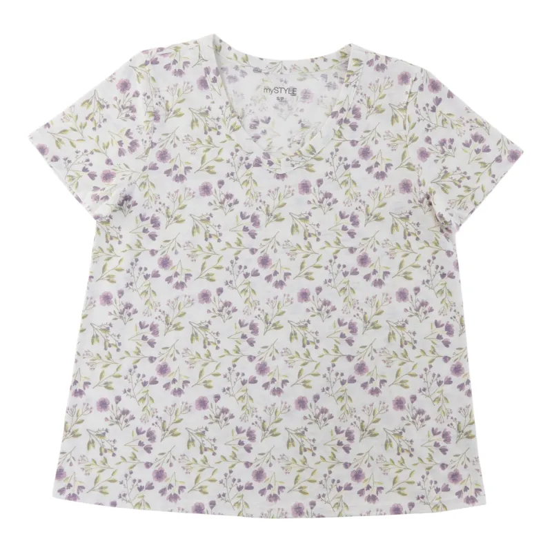 mySTYLE Women's Floral V-Neck T-Shirt made by Giant Tiger