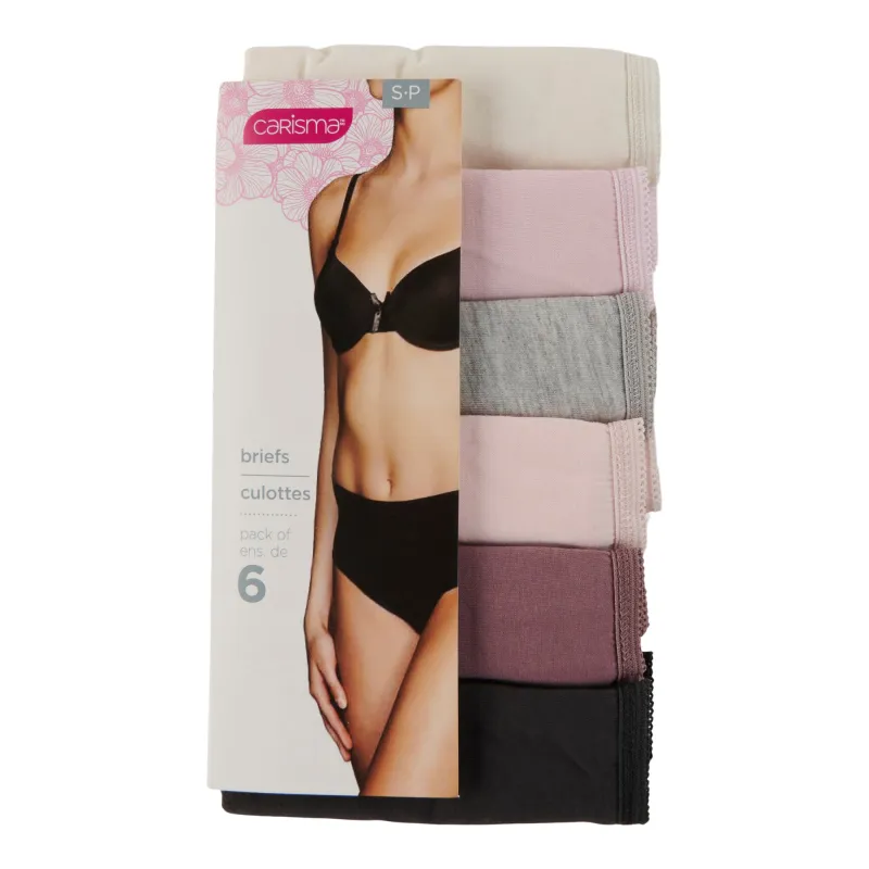 Carisma Women's Cotton Brief Underwear, 6-Pack made by Giant Tiger