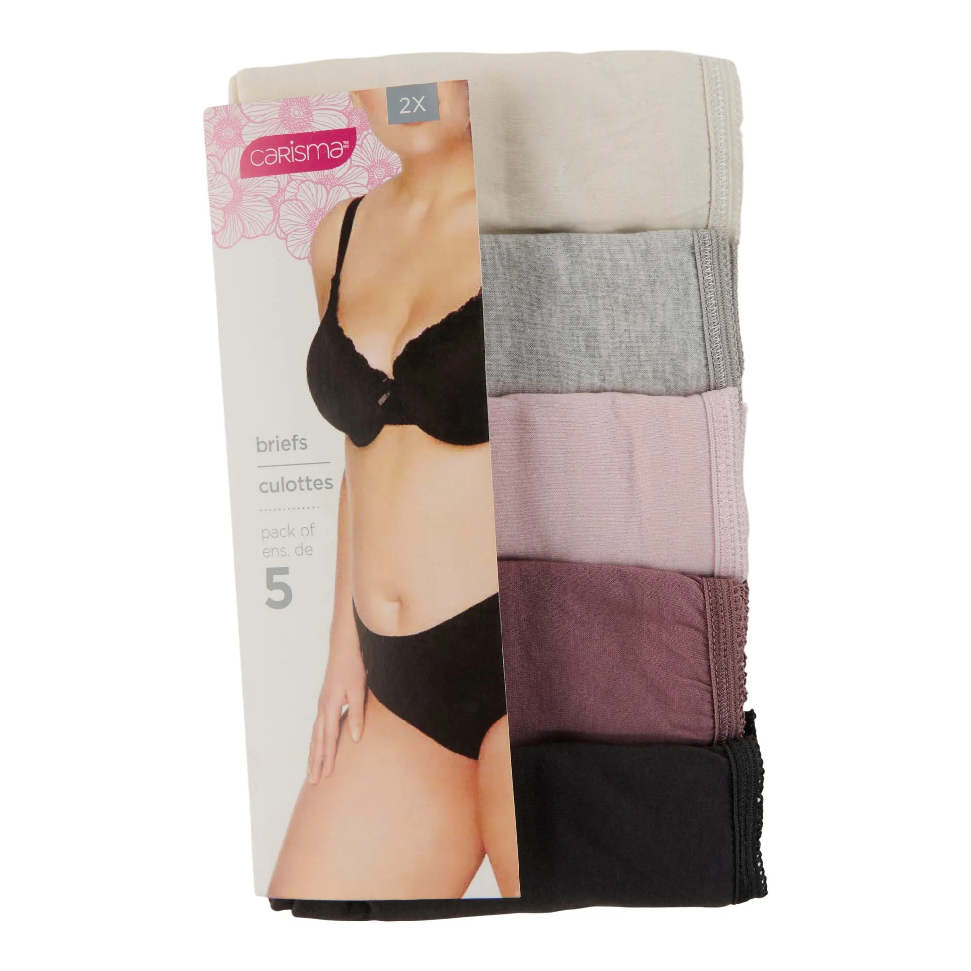 Carisma Women's Plus Cotton Brief Underwear, 5-Pack sold by Giant Tiger