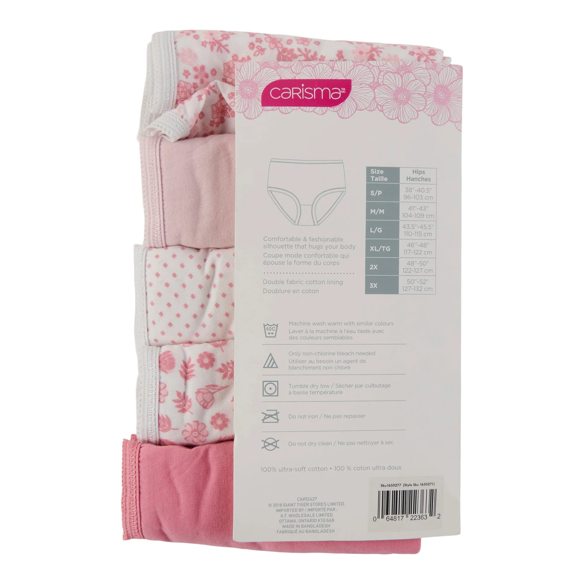 Carisma Women's Plus Cotton Brief Underwear, 5-Pack sold by Giant Tiger product image thumbnail 4