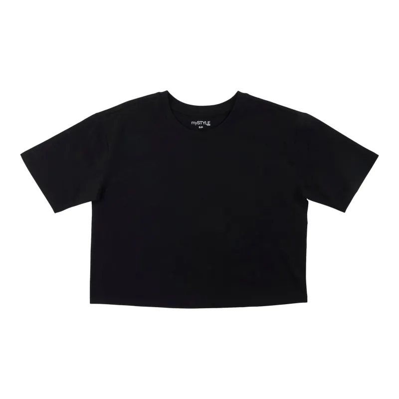 mySTYLE Women's Relaxed Fit Cropped T-Shirt made by Giant Tiger