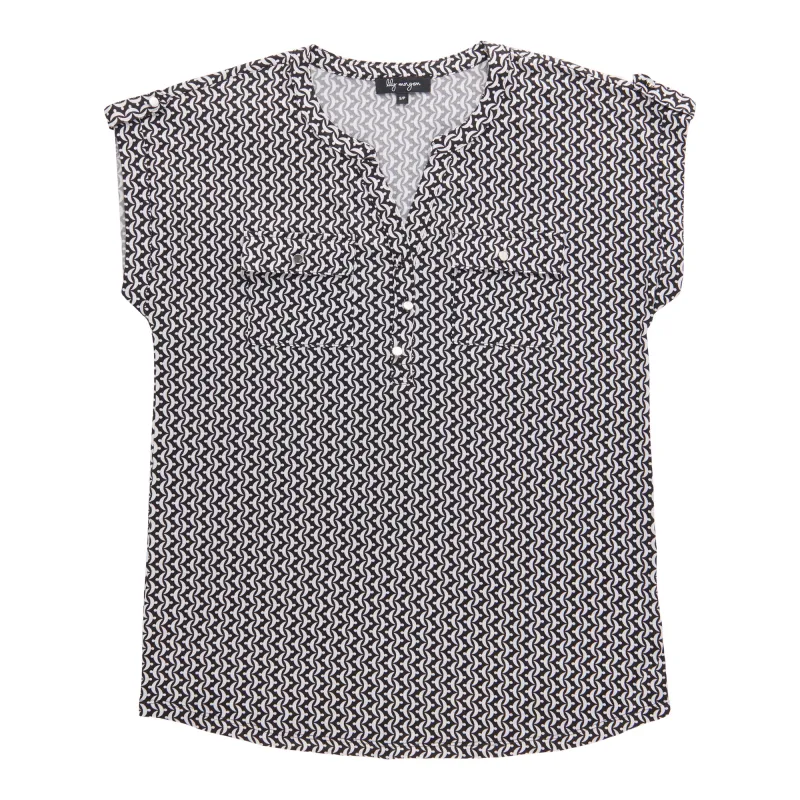lily morgan Women's Printed Henley Top made by Giant Tiger