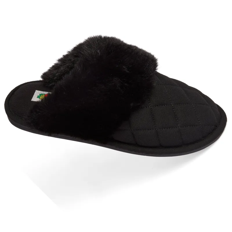 Fruit of the Loom Women's Faux Fur Jersey Slippers made by Fruit of the Loom
