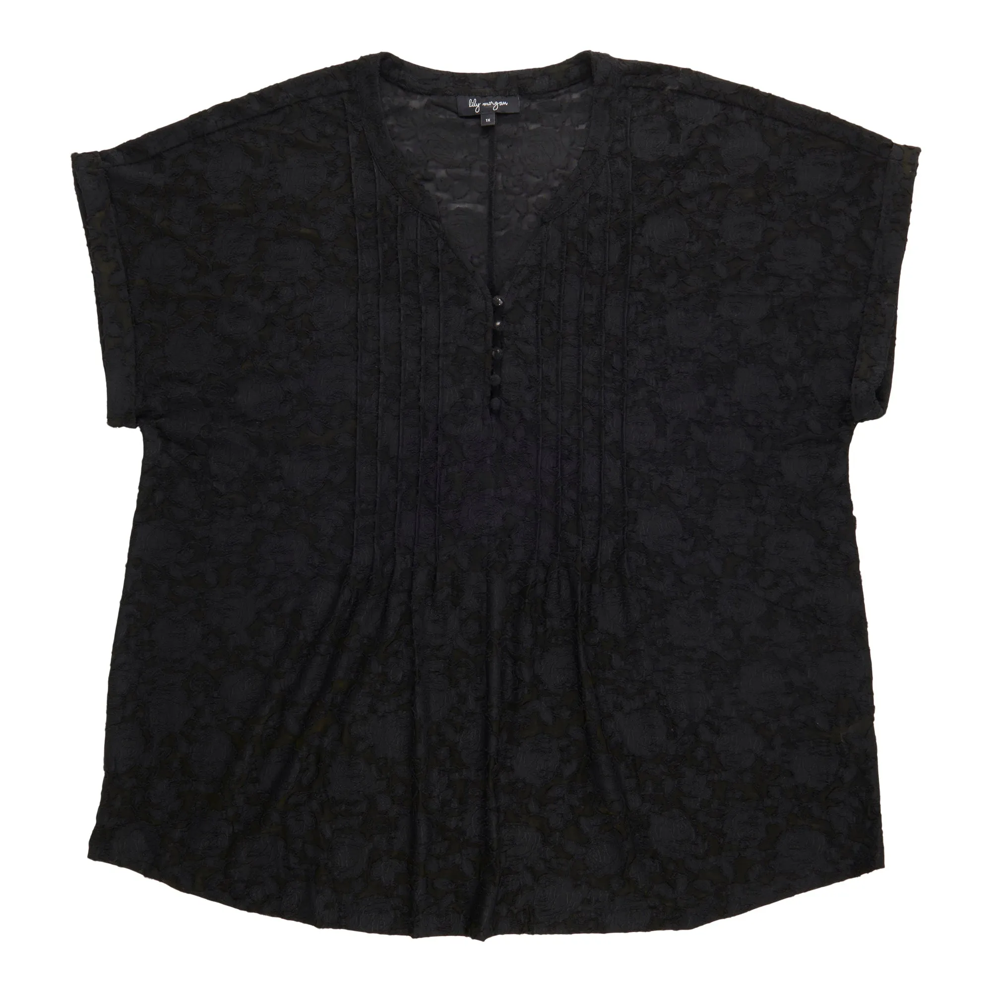 lily morgan Women's Plus Solid Pintuck Top sold by Giant Tiger