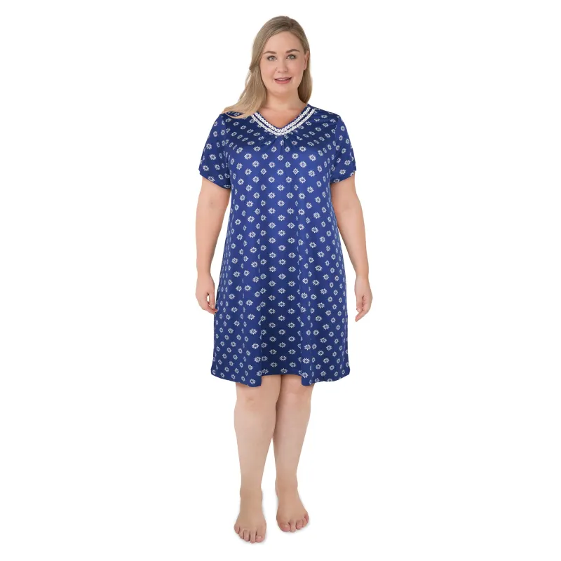 Carisma Women's Plus V-Neck Short Sleeve Sleepshirt made by Giant Tiger