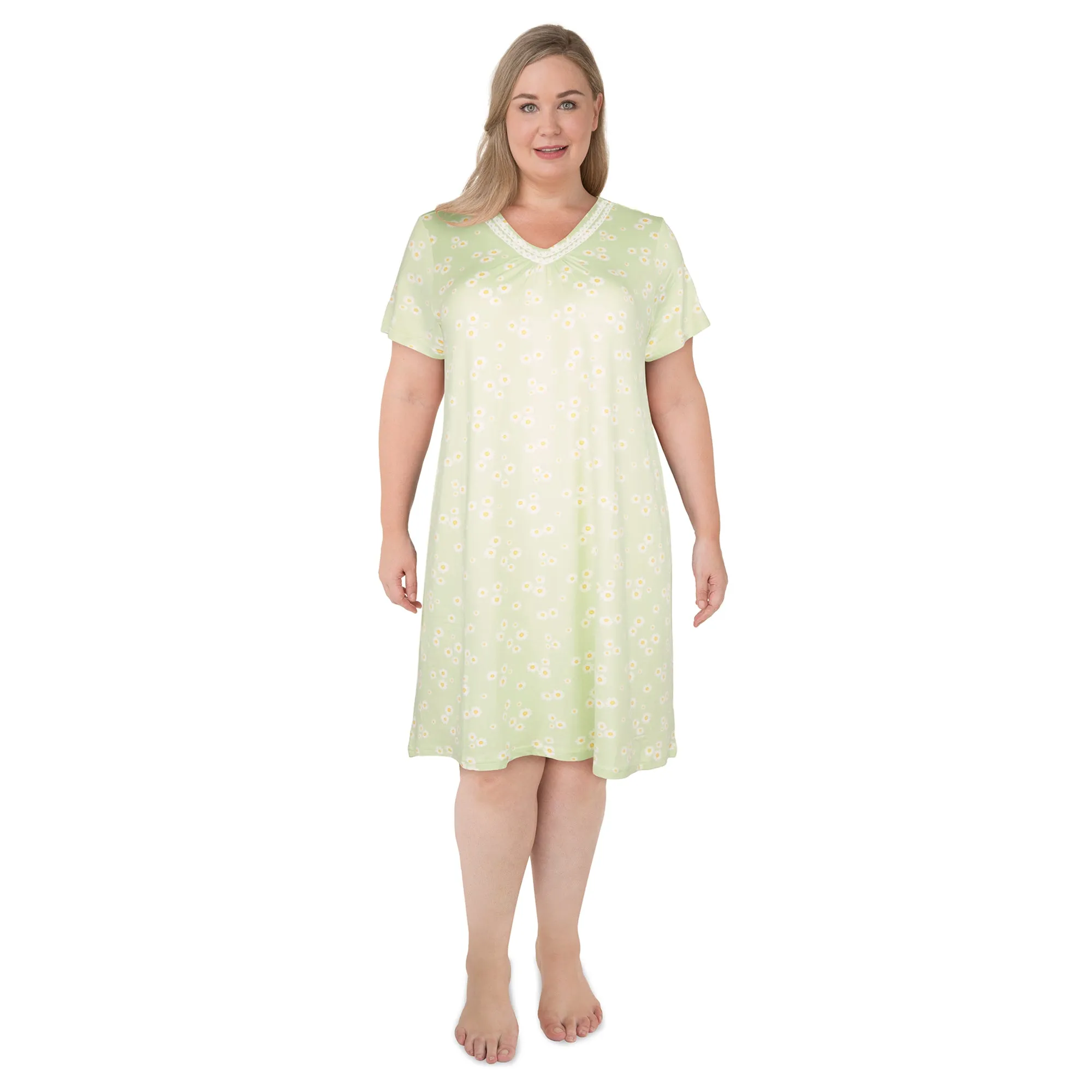 Carisma Women's Plus V-Neck Short Sleeve Sleepshirt sold by Giant Tiger product image thumbnail 3