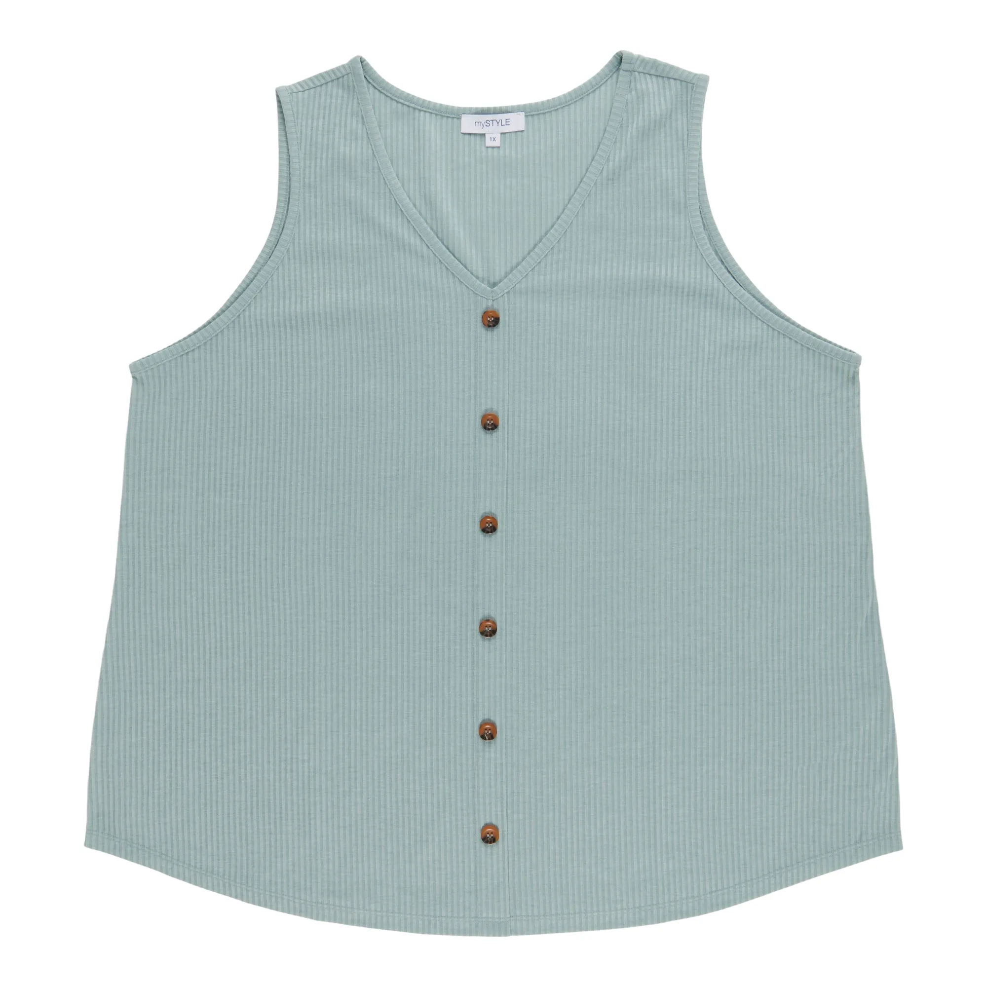 mySTYLE Women's Plus Ribbed Button Front Tank Top sold by Giant Tiger product image thumbnail 3