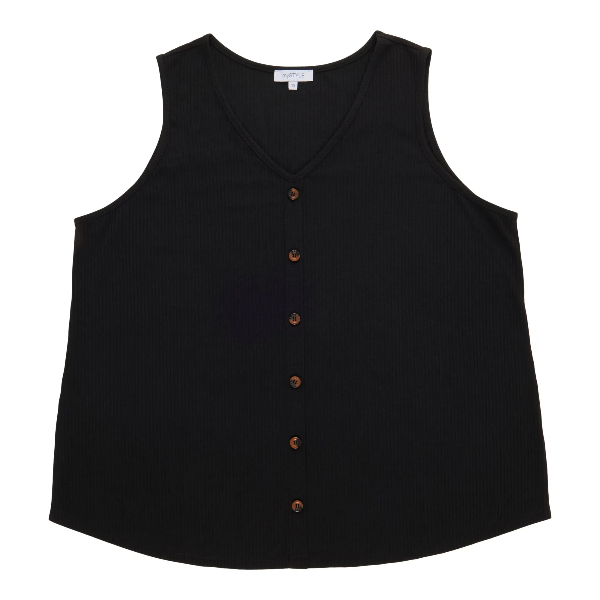 mySTYLE Women's Plus Ribbed Button Front Tank Top sold by Giant Tiger