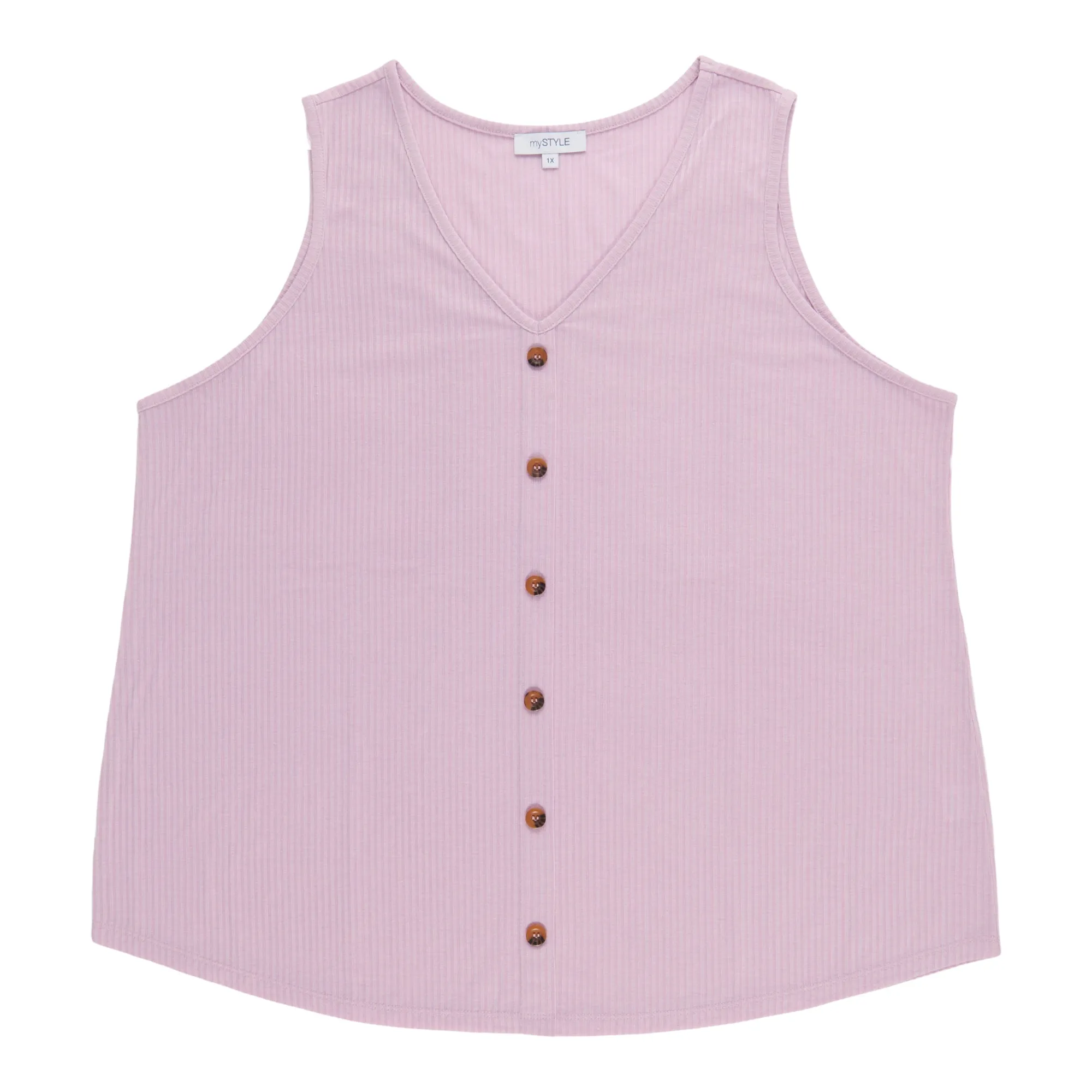 mySTYLE Women's Plus Ribbed Button Front Tank Top sold by Giant Tiger product image thumbnail 2