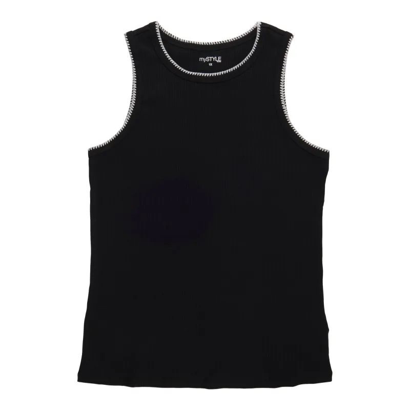 mySTYLE Women's Plus Tank Top with Picot Trim made by Giant Tiger