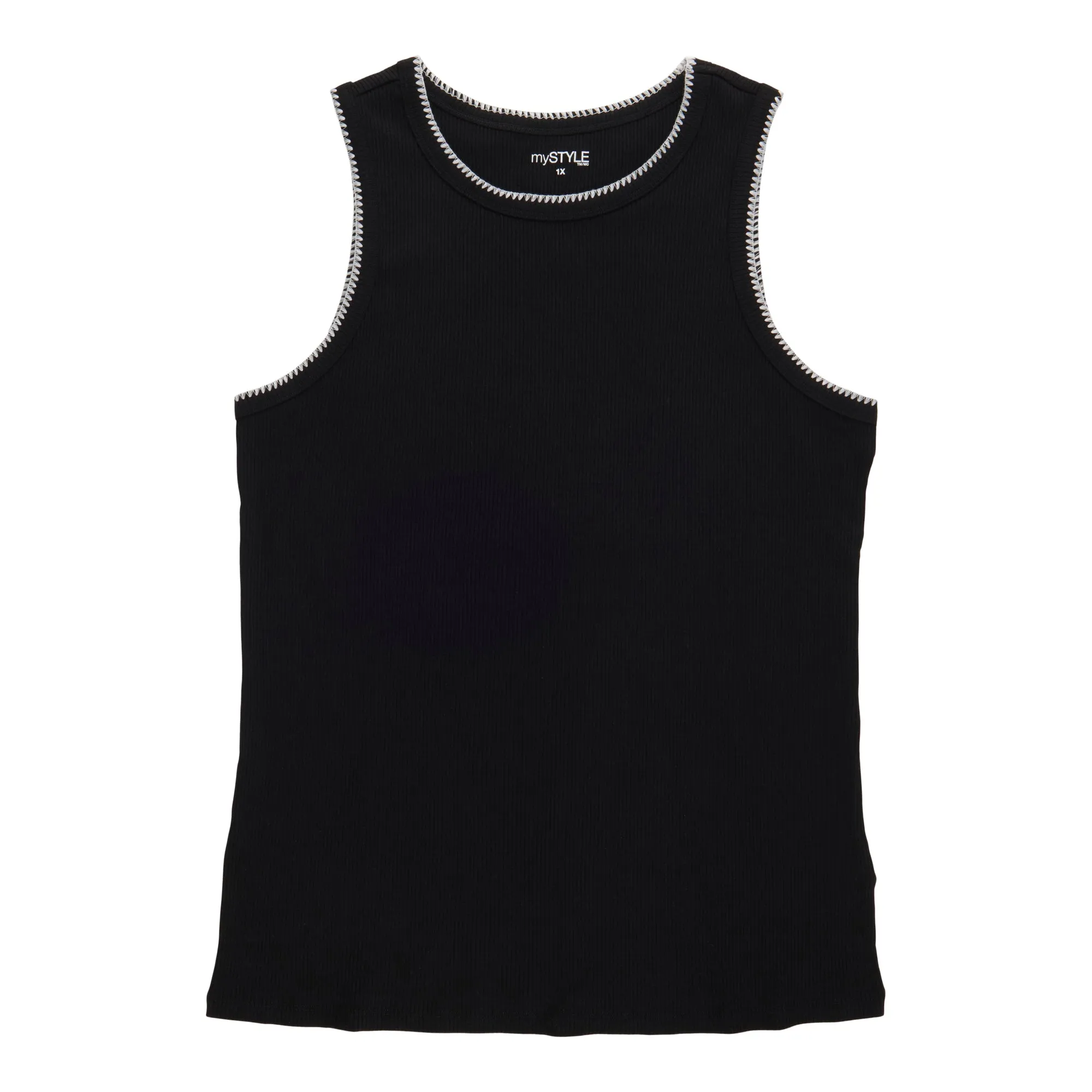 mySTYLE Women's Plus Tank Top with Picot Trim sold by Giant Tiger