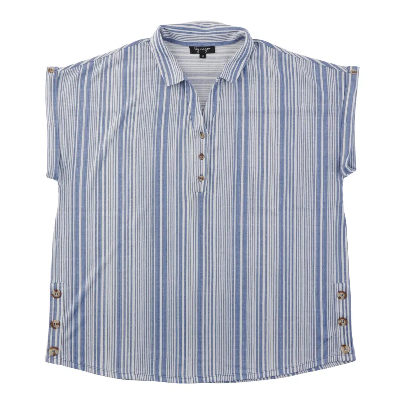 lily morgan Women's Plus Collared Top with Horn Buttons made by Giant Tiger