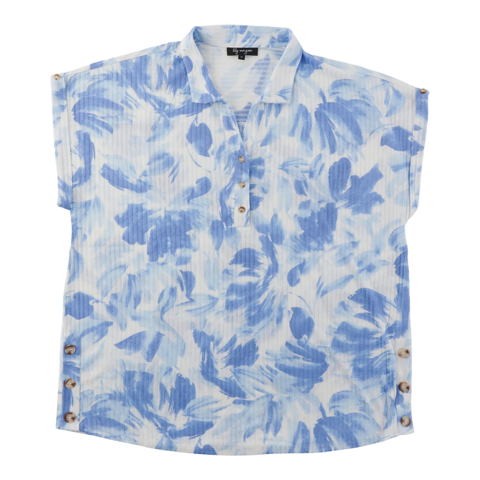 lily morgan Women's Plus Collared Top with Horn Buttons sold by Giant Tiger product image thumbnail 3