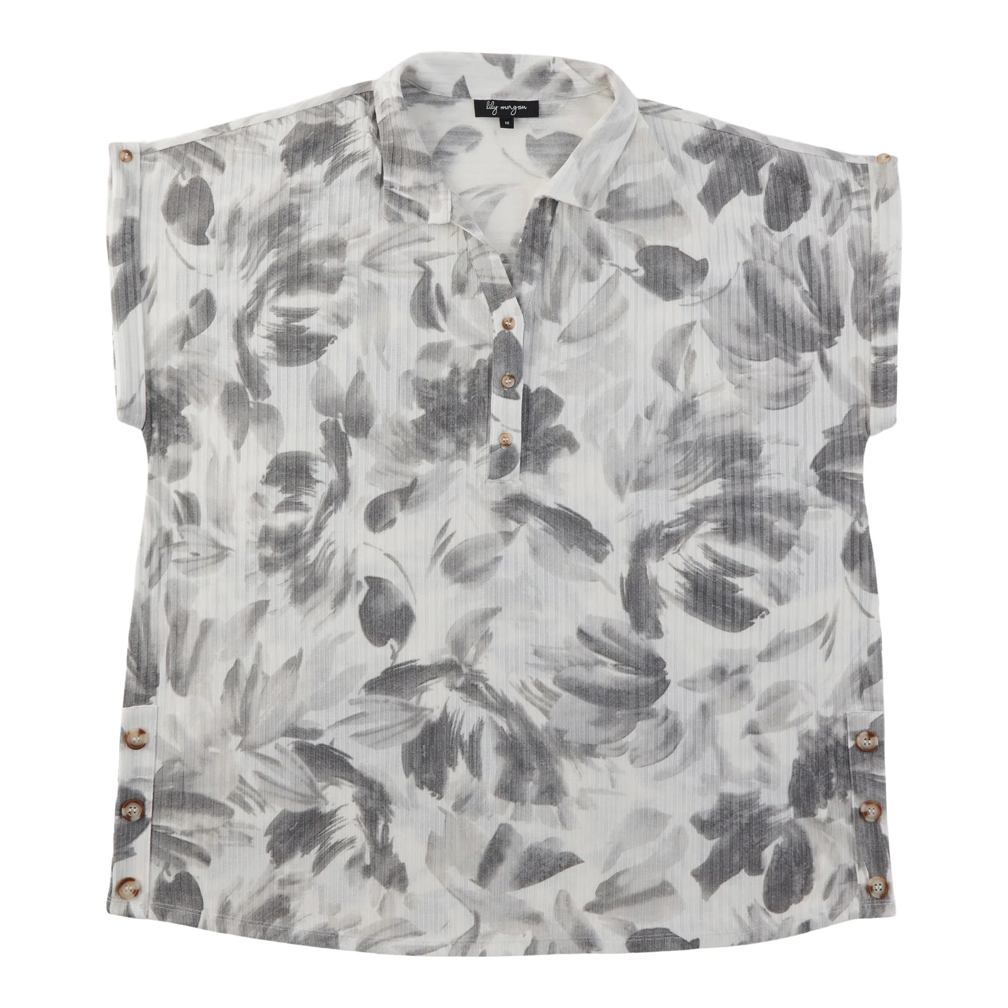 lily morgan Women's Plus Collared Top with Horn Buttons sold by Giant Tiger product image thumbnail 4