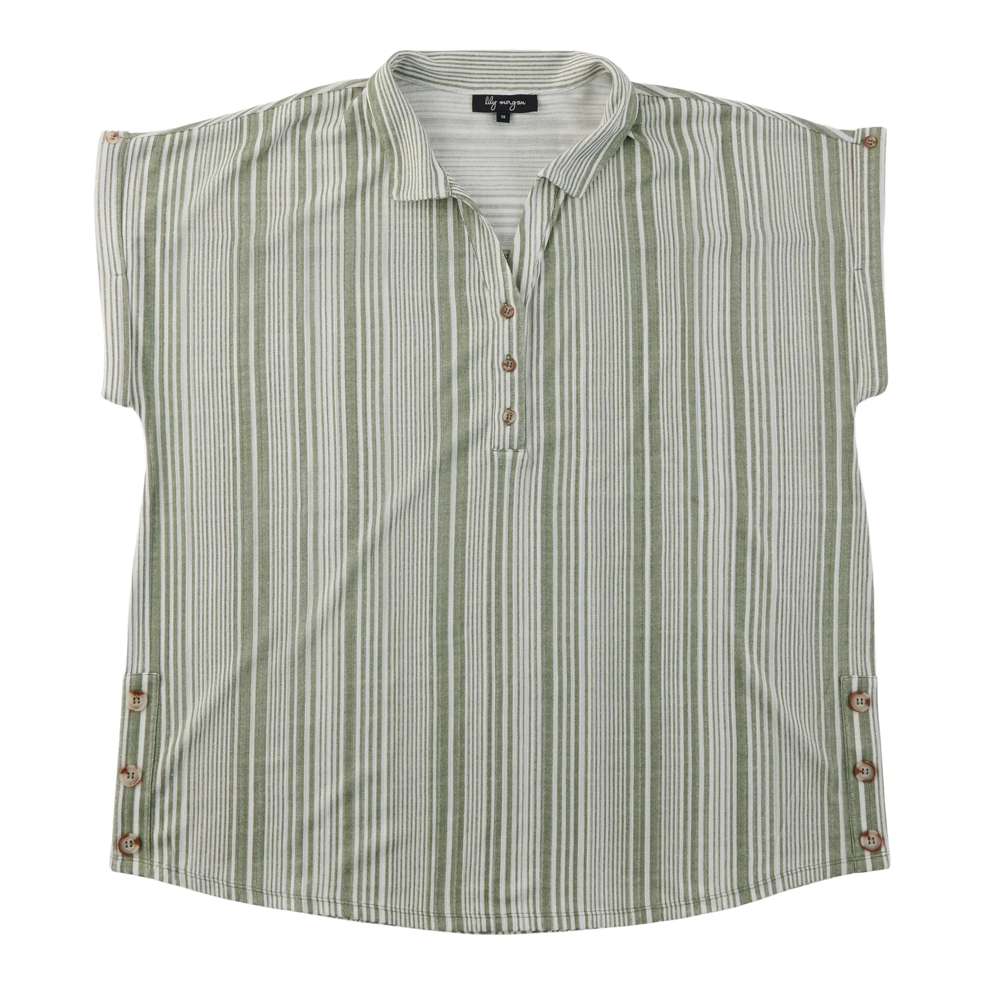 lily morgan Women's Plus Collared Top with Horn Buttons sold by Giant Tiger product image thumbnail 2