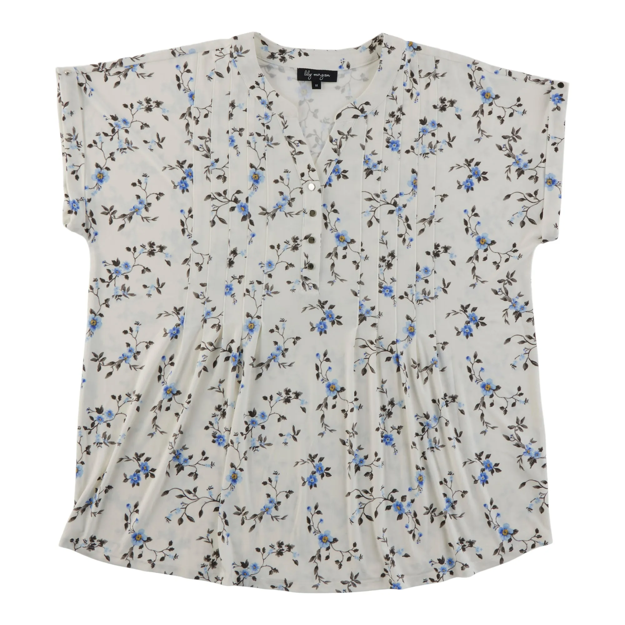 lily morgan Women's Plus Printed Pleated Top sold by Giant Tiger
