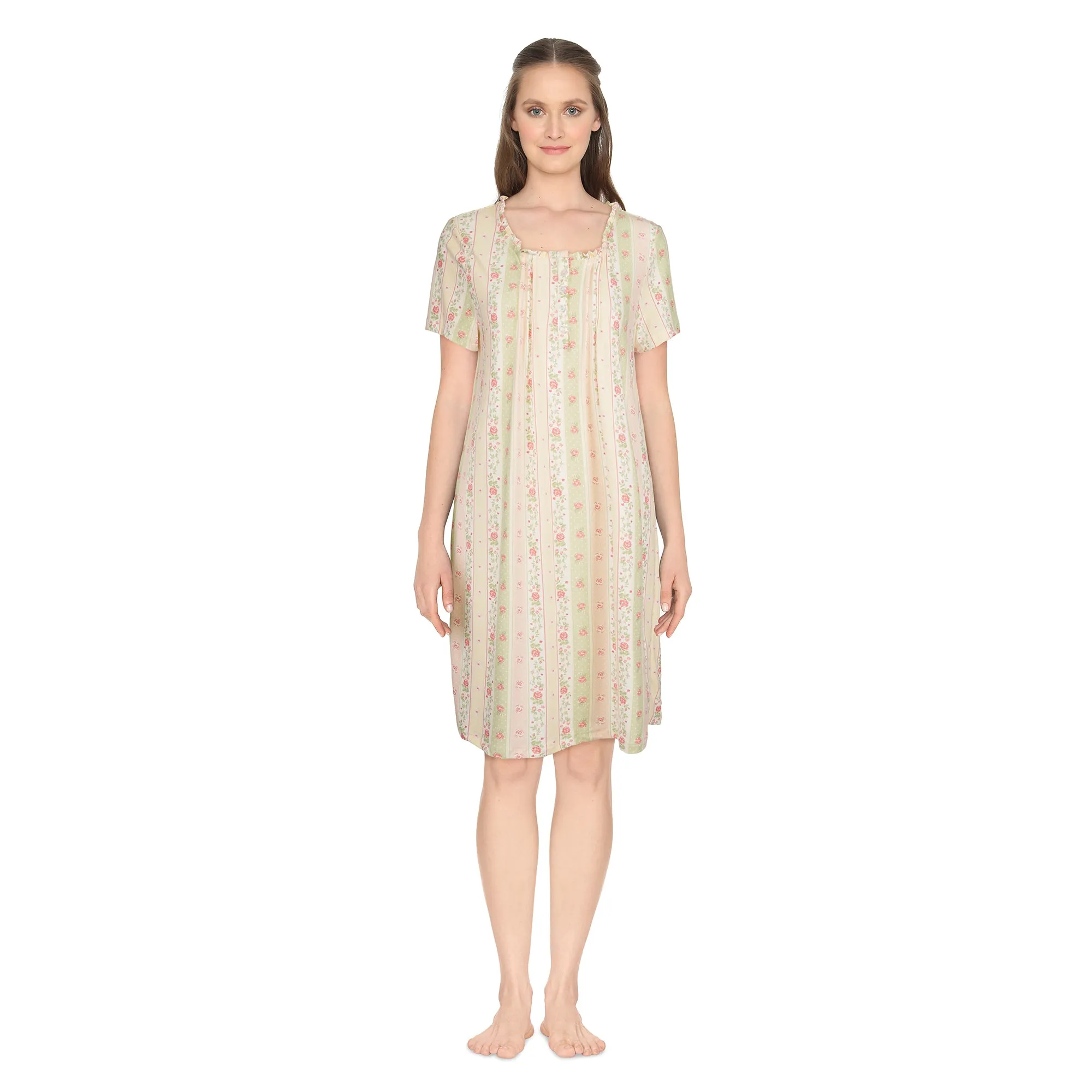 Carisma Women's Printed Short Sleeve Ruffle Nightgown sold by Giant Tiger product image thumbnail 2