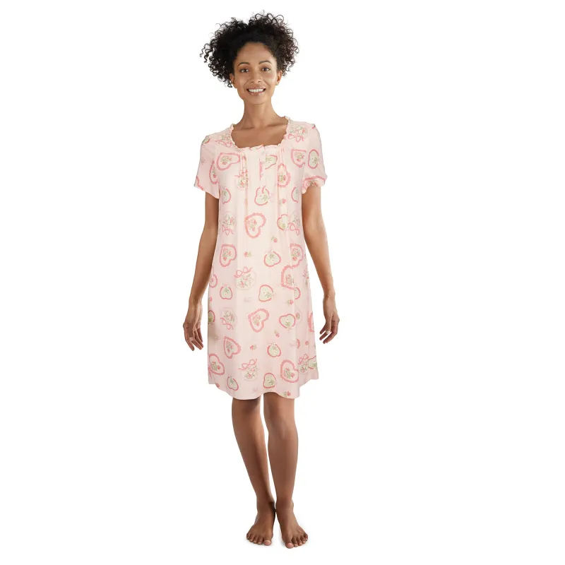 Carisma Women's Printed Short Sleeve Ruffle Nightgown made by Giant Tiger
