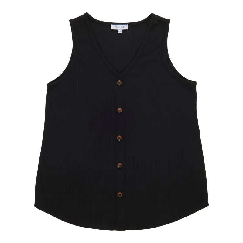 mySTYLE Women's Ribbed Button Front Tank Top made by Giant Tiger