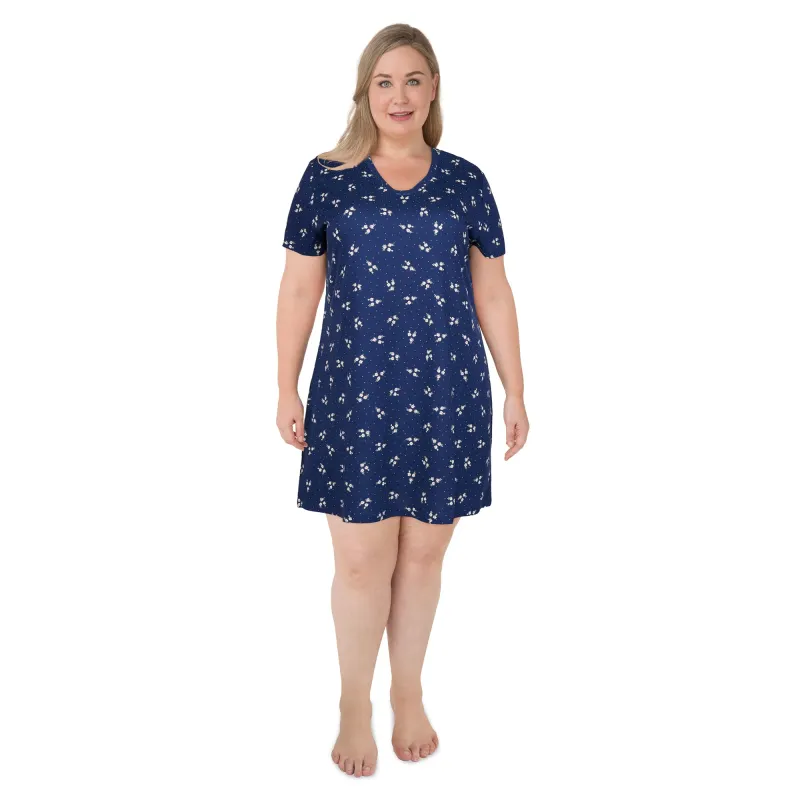 Carisma Women's Plus Ribbed Short Sleeve Sleepshirt made by Giant Tiger