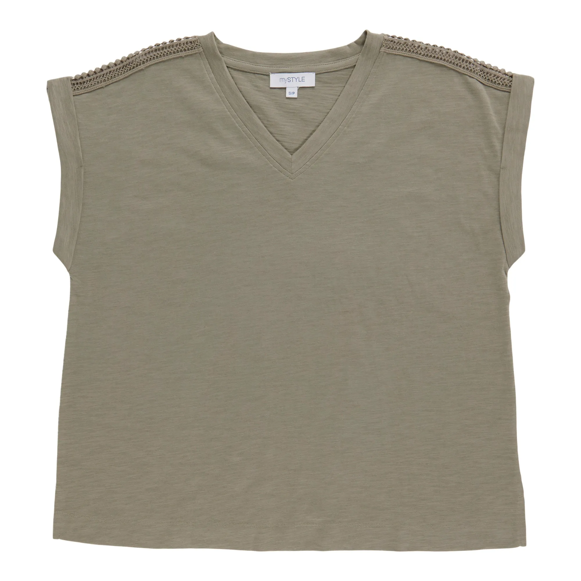 mySTYLE Women's V-Neck Crochet Tee sold by Giant Tiger product image thumbnail 2